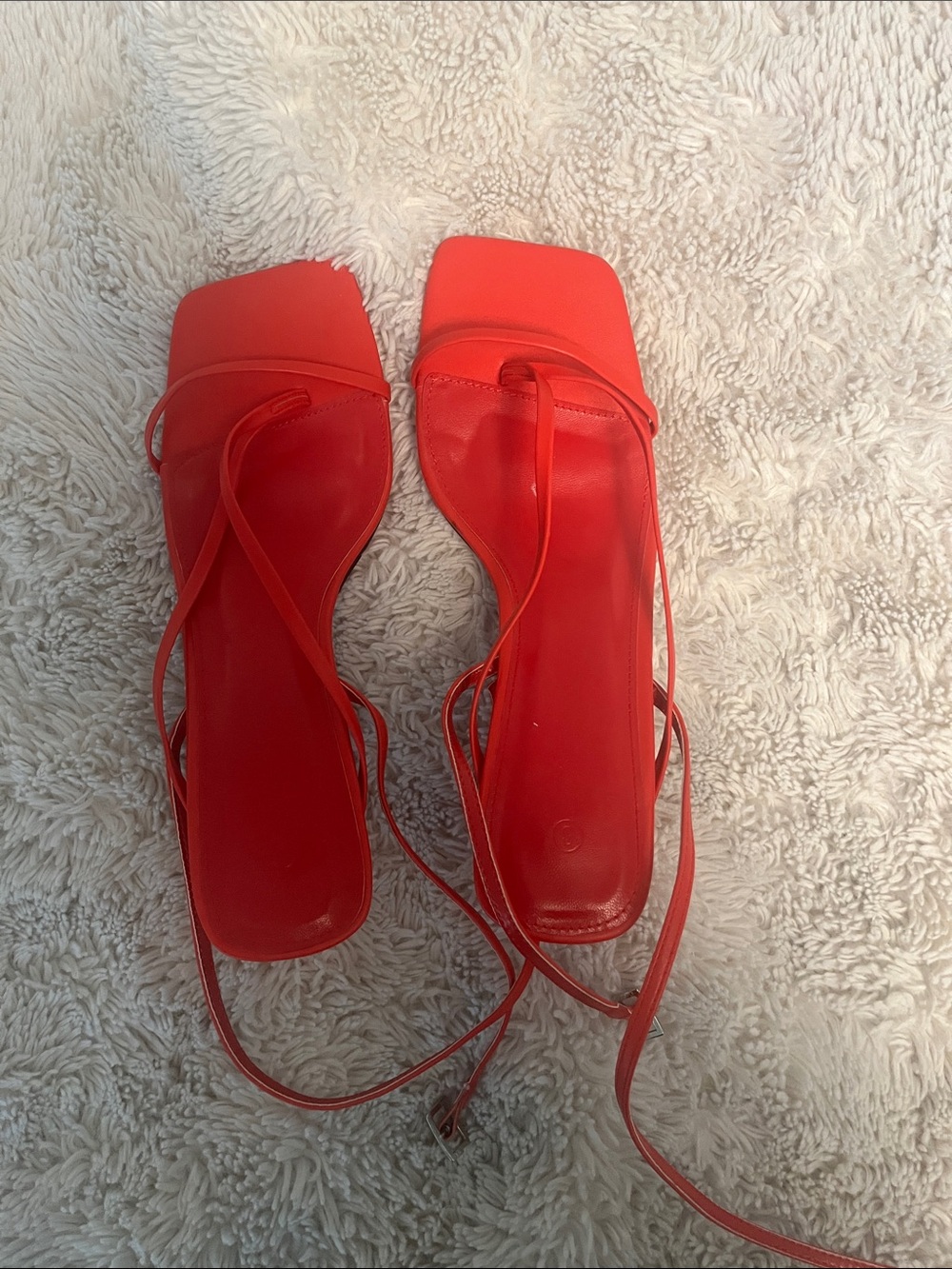 Red Strappy Square-Toe Women's Sandals